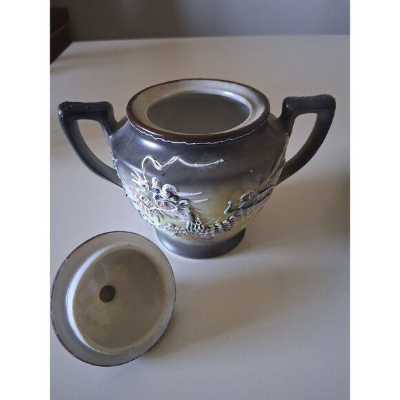 Vintage Japanese Dragon Tea Set Sugar Bowl Creamer 3 Cups  Hand-Painted Moriage - Picture 10 of 16